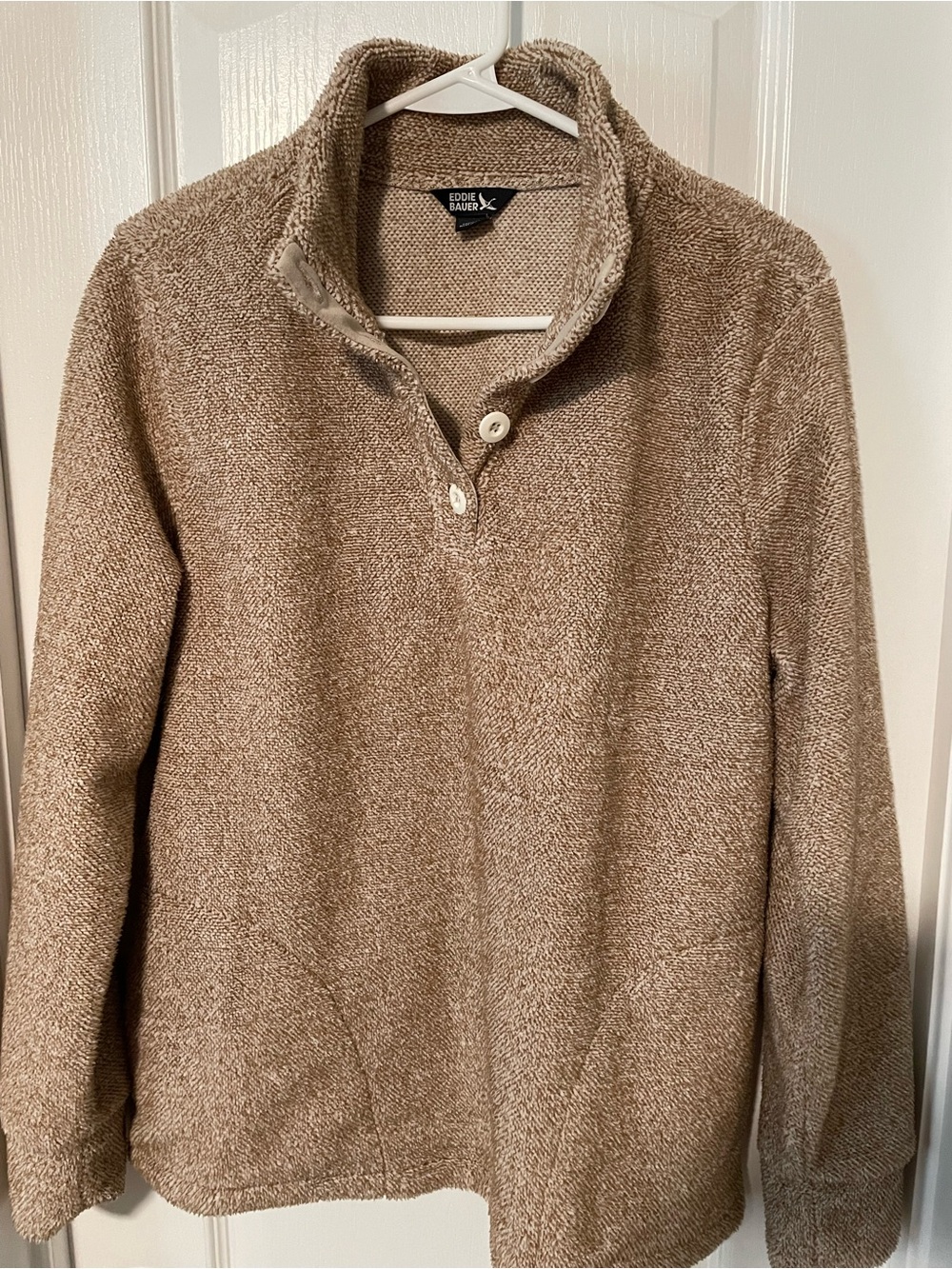 Eddie Bauer Woman’s Heathered Quarter Button Sweater